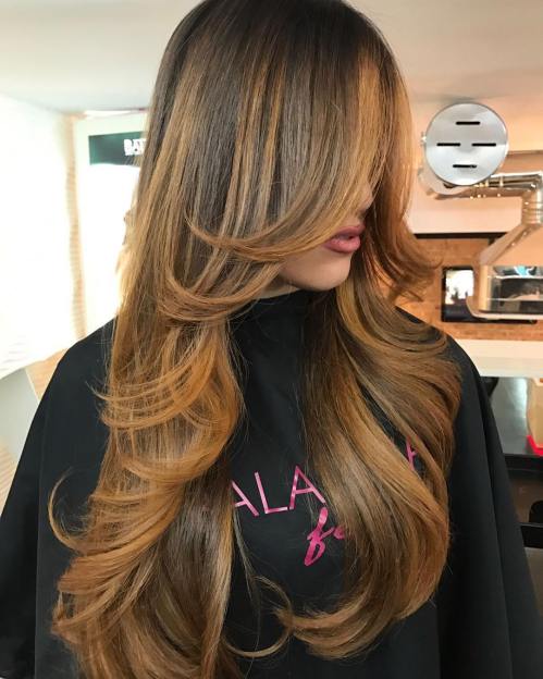 Caramel Brown Layered Haircut For Long Hair