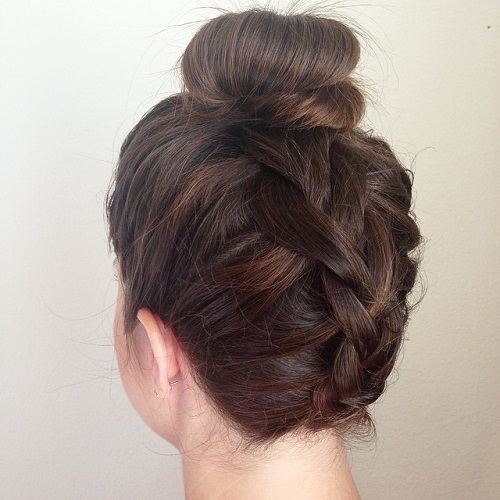 Upside Down Braid And Bun Updo