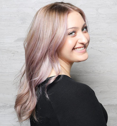 Ash Blonde And Pastel Purple Hairstyle