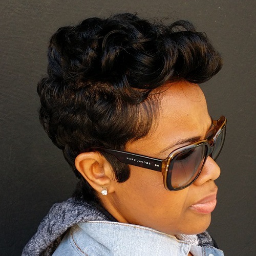 Black Curly Pixie