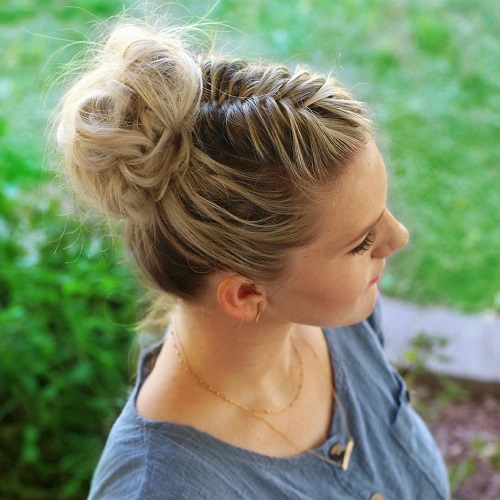 Casual Bun With Fishtail Braid