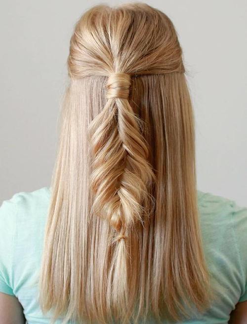 half up blonde fishtail