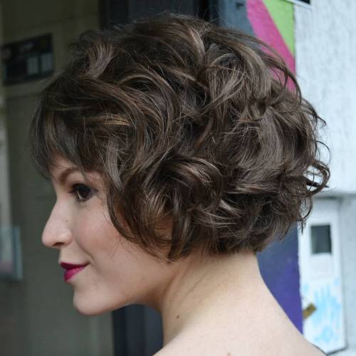 Short Curly Bob With Bangs