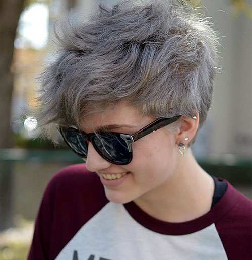 gray wavy pixie