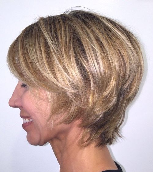 short layered hairstyle for mature women