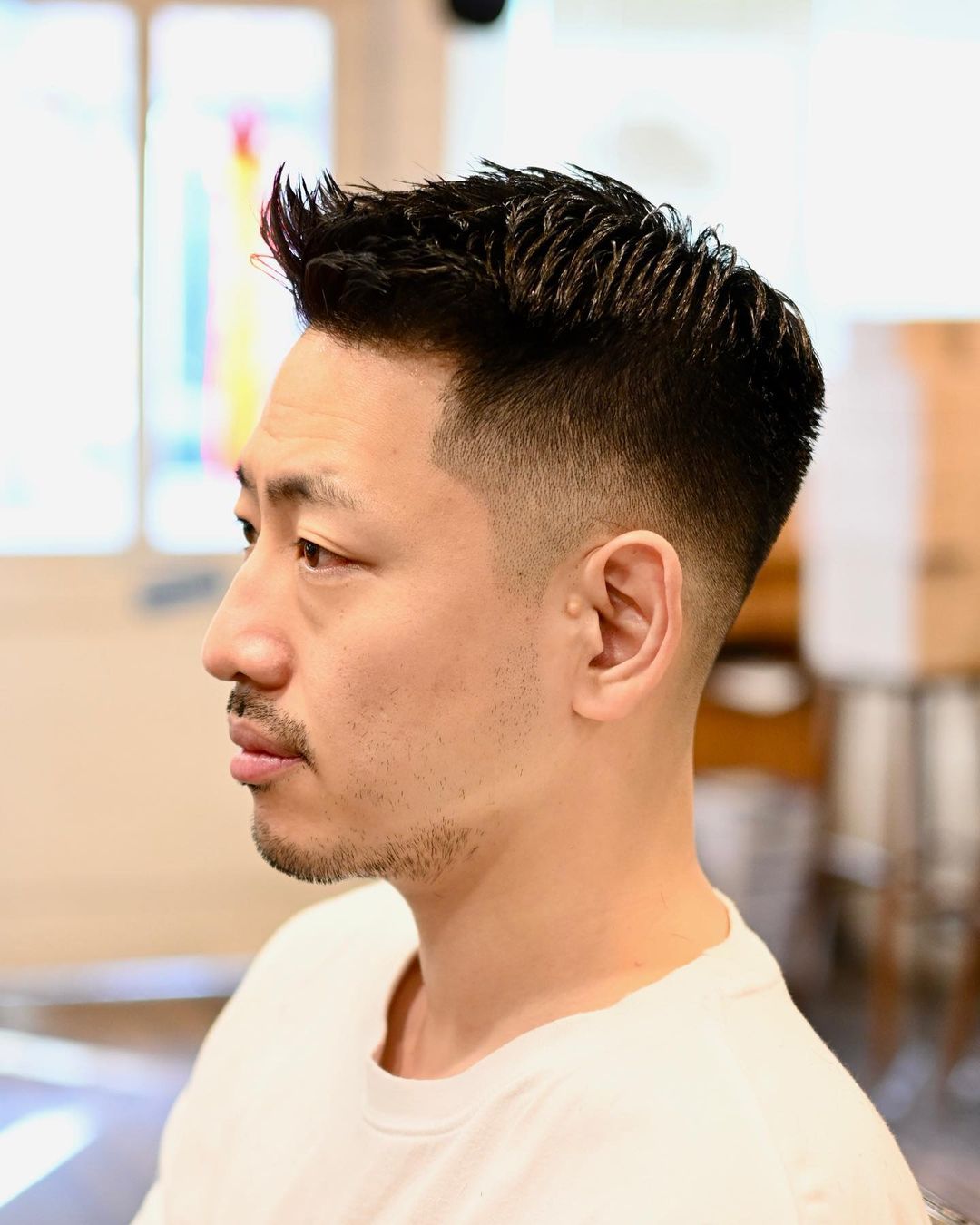 Taper Fade Crew Cut with Spikes