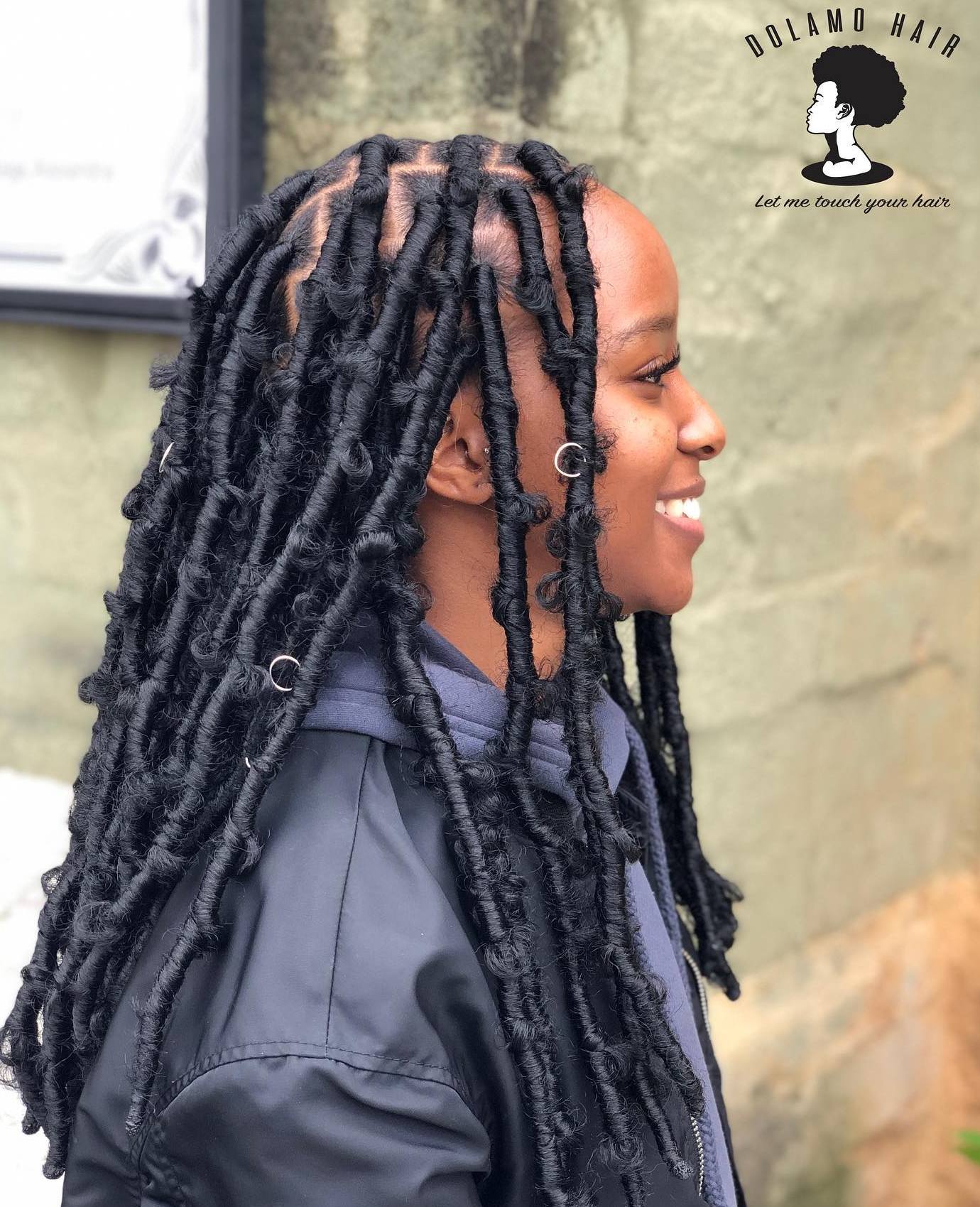 Black Locs with Loops and Hair Rings
