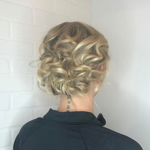 Curly Blonde Updo For Shorter Hair