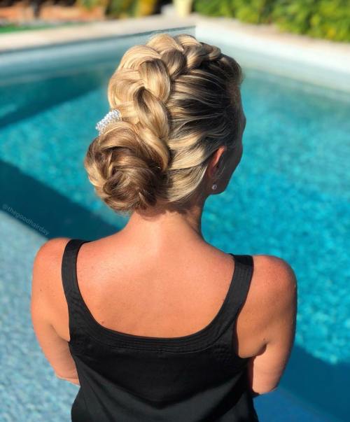 Dutch Braid + Fishtail Bun