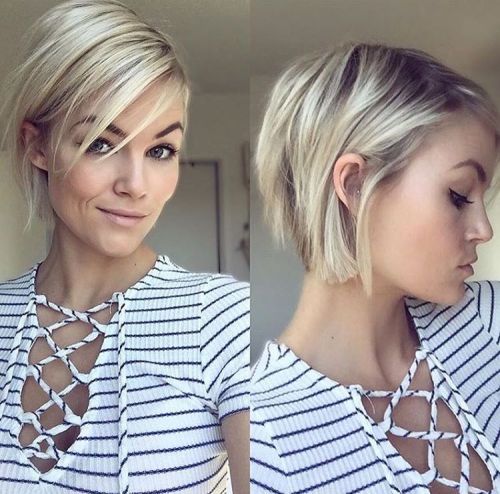 Layered Blonde Bob With Side Bangs