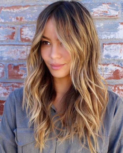 Long Bronde Shag Hairstyle