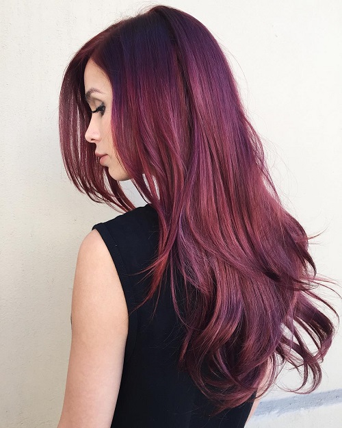 Long Layered Burgundy Hairstyle