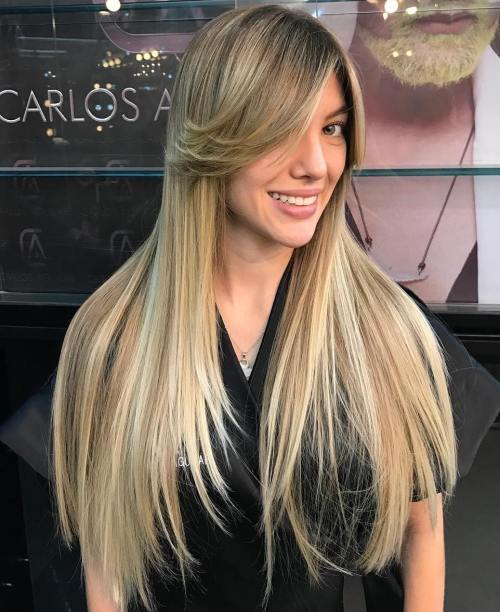 Long Straight Dark Blonde Hair With Bangs