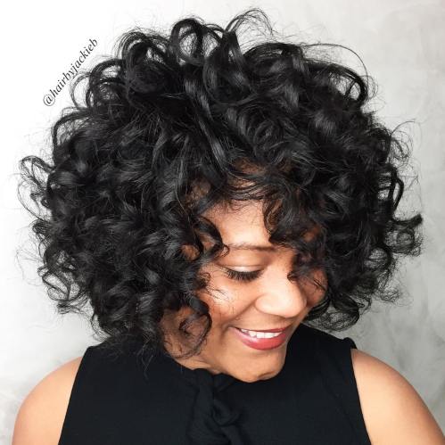 Voluminous Naturally Curly Bob Hairstyle