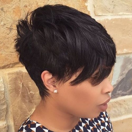 Choppy Black Pixie with Side Bangs