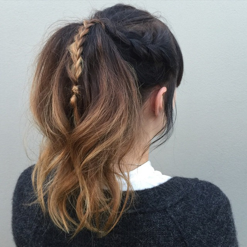 messy pony with a side braid