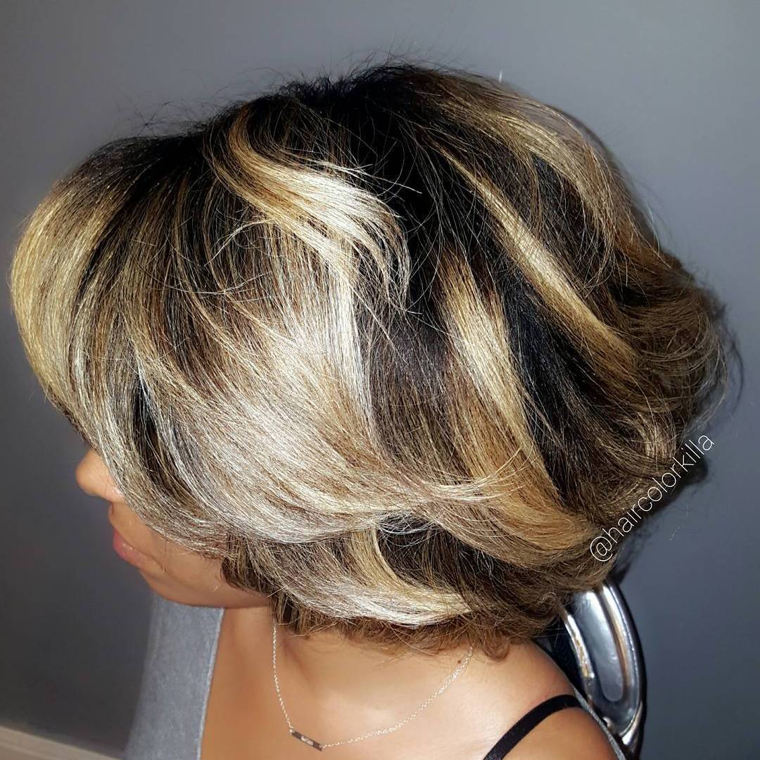 Black Bob With Blonde Balayage