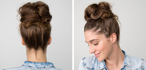 easy messy bun updo for long hair