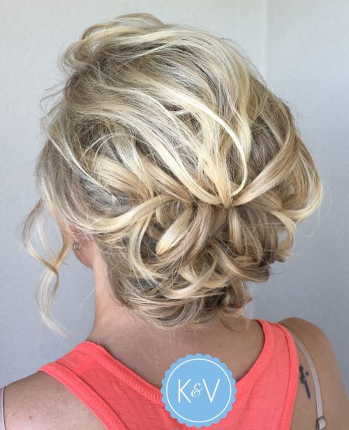 Messy Pinned Updo For Short Hair