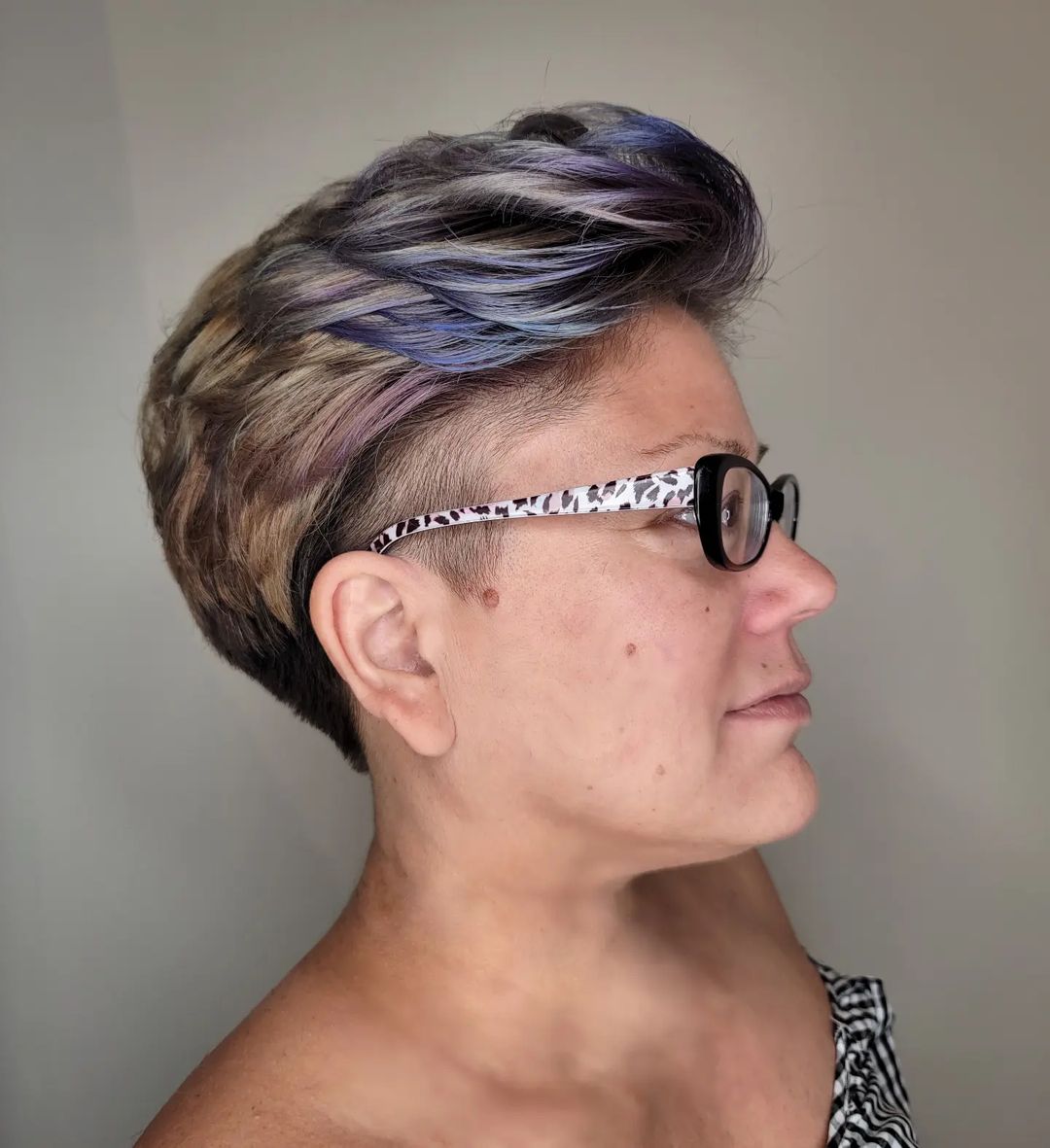 Undercut Pompadour with Colorful Highlights