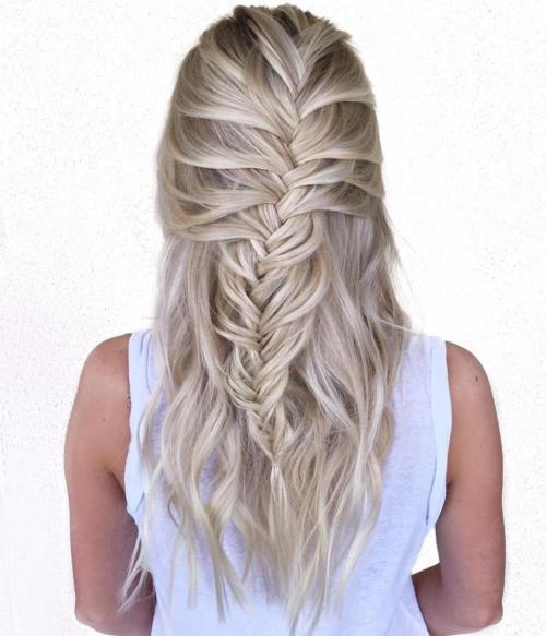 Blonde Half Updo With A Braid