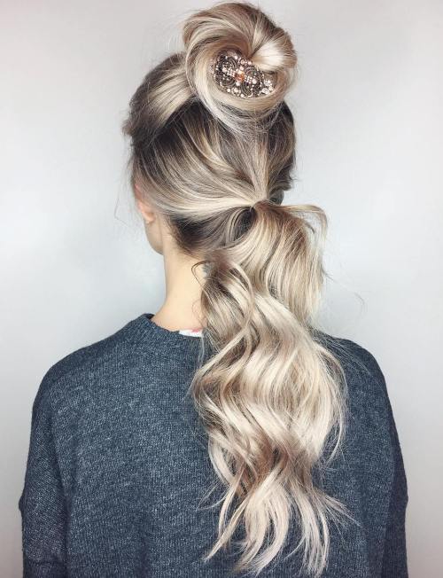 Half Up Bun And Ponytail Updo