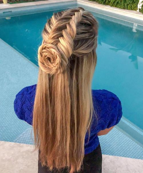 Half Up Fishtail Style