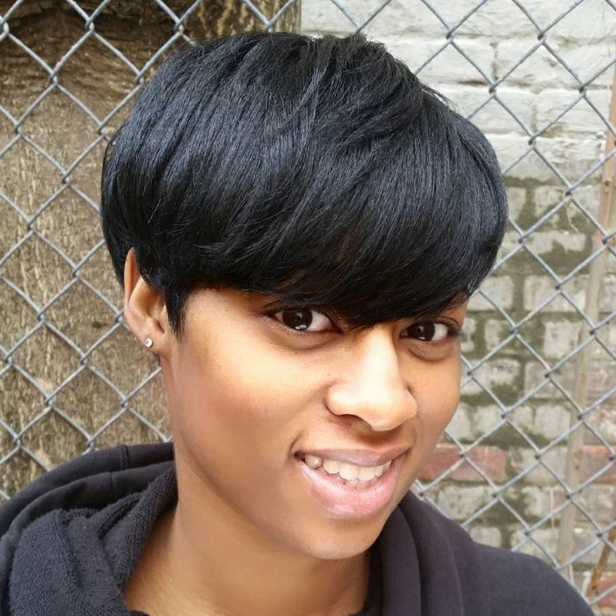 Short Black Haircut With Bangs