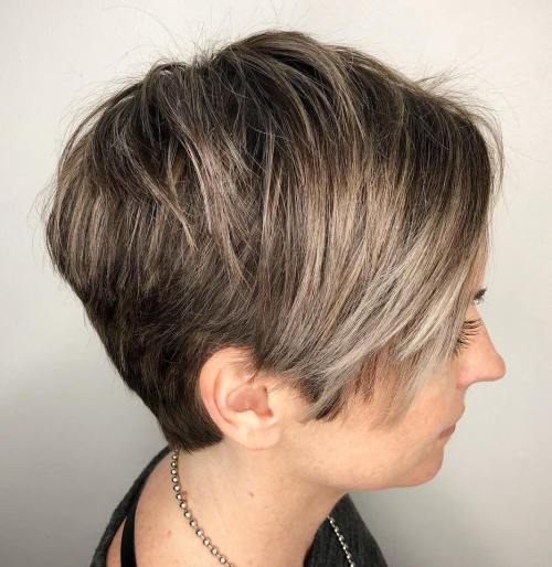 Choppy Bronde Pixie With Long Bangs