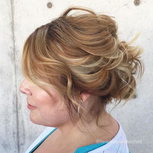 messy updo for shorter hair