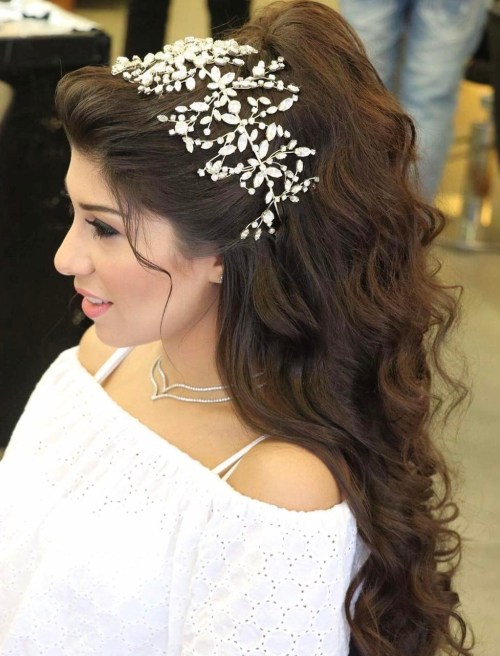 Wedding Wavy Half Updo