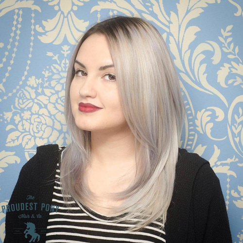 Medium Ash Blonde Layered Hairstyle