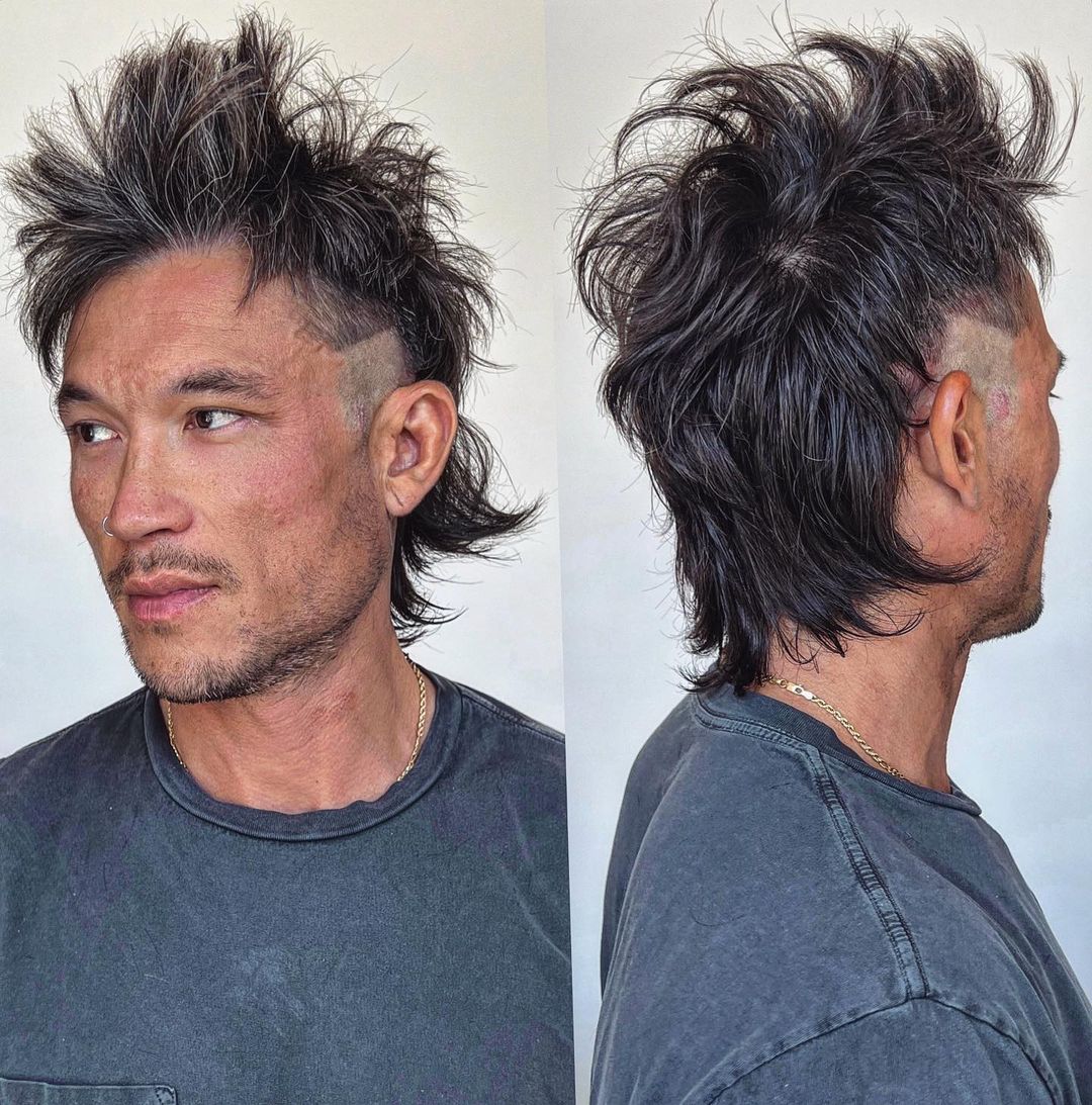 Spiky Mullet with Shaved Temples