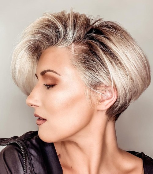 Trendy Platinum Blonde Wedge Hairstyle