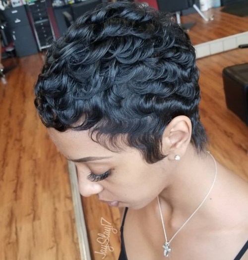 Short Curly Black Cut