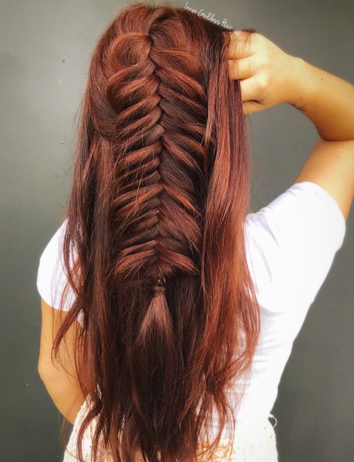 Long Hair with Chunky Fishtail Braid