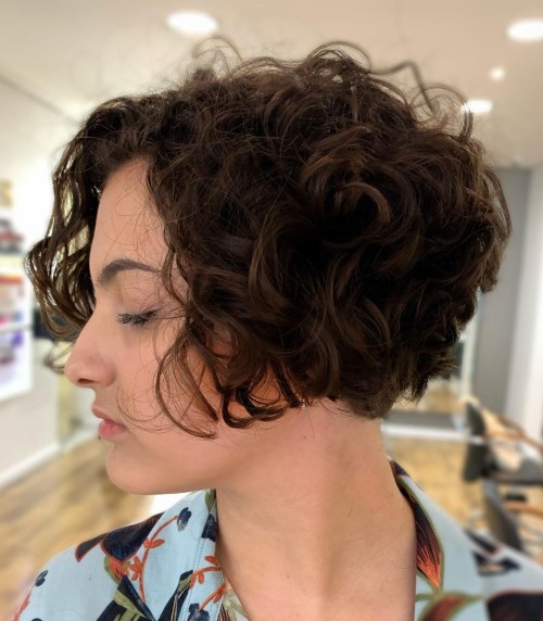 Short Angled Curly Bob