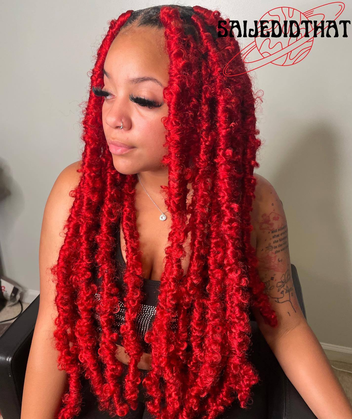 Bright Red Butterfly Locs