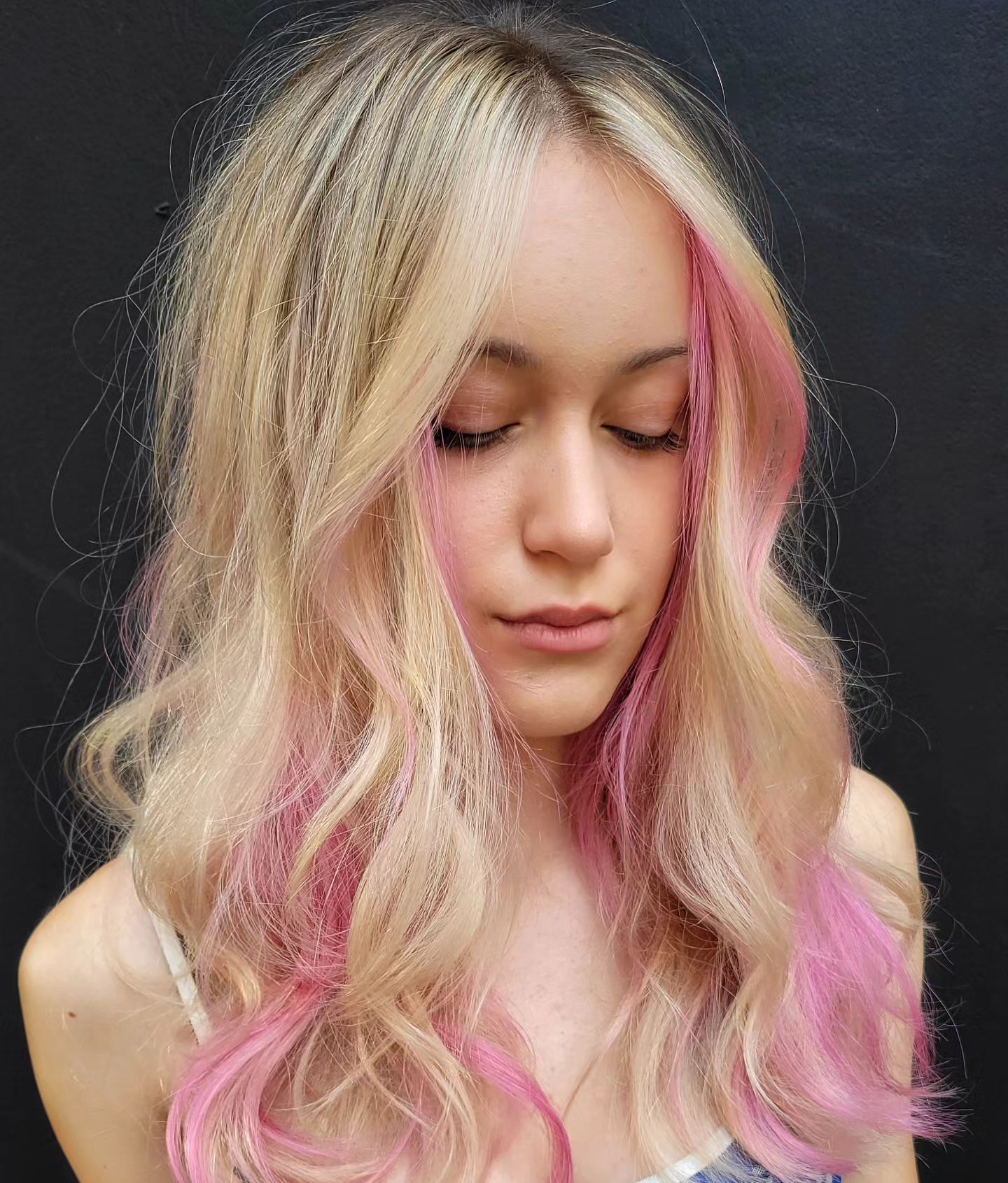Blonde Locks with Bubble Pink Highlights