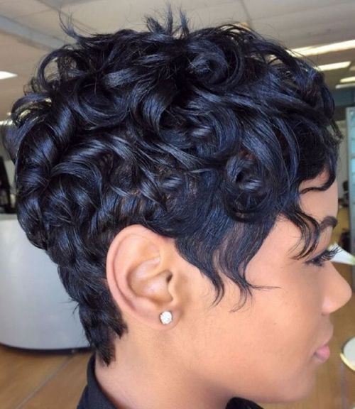 African American Curly Messy Pixie