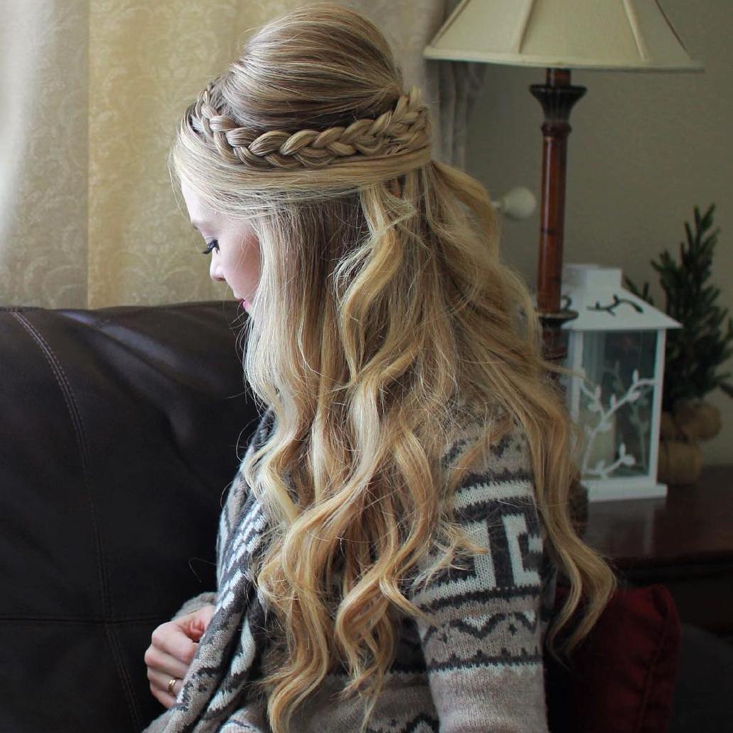 Braided Half Updo With A Bouffant