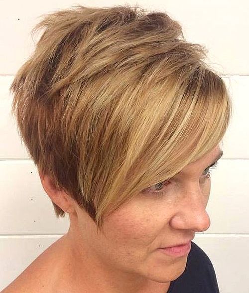 short choppy honey blonde pixie bob