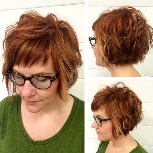 Short Messy Wavy Bob with Bangs