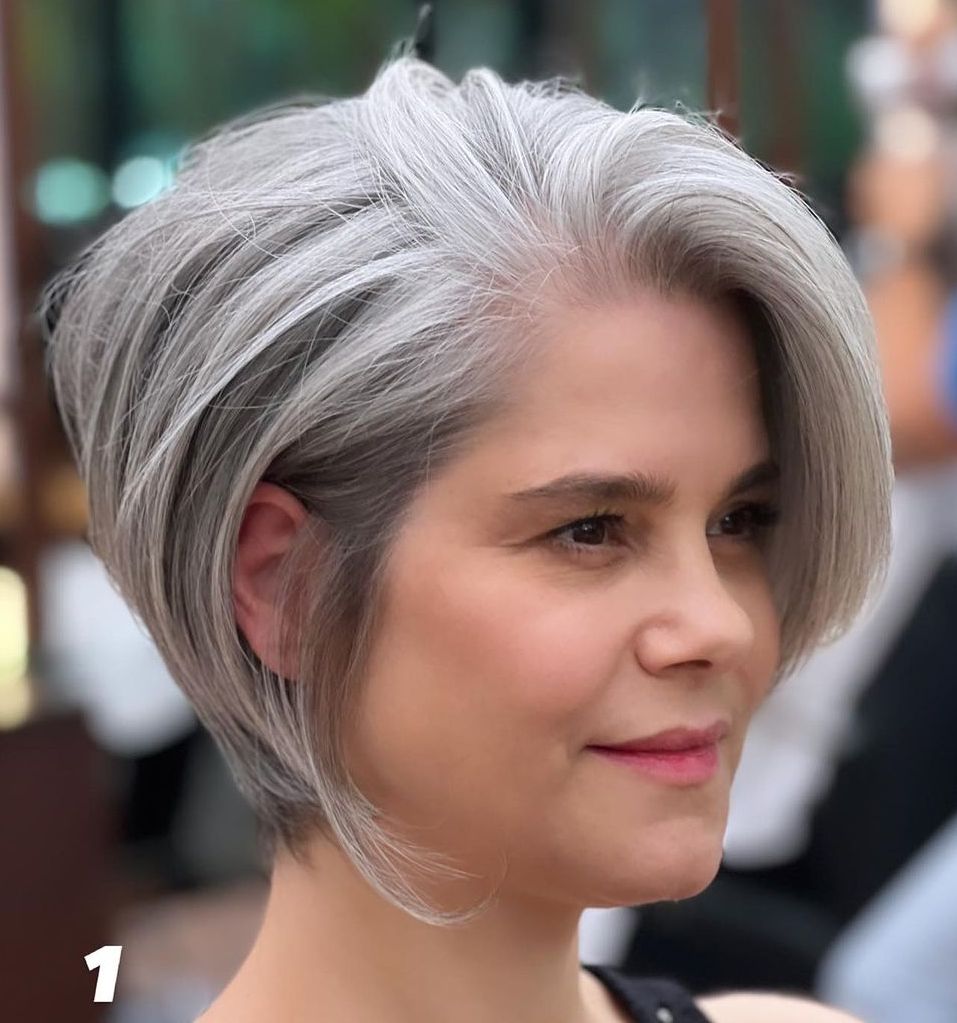 Stacked Gray Bob For Older Ladies