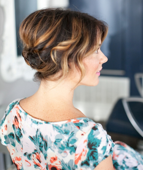 cute updo for short wavy hair