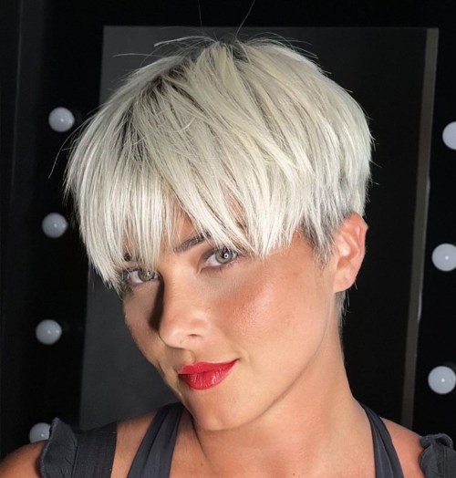 Edgy Sliced White Blonde Pixie