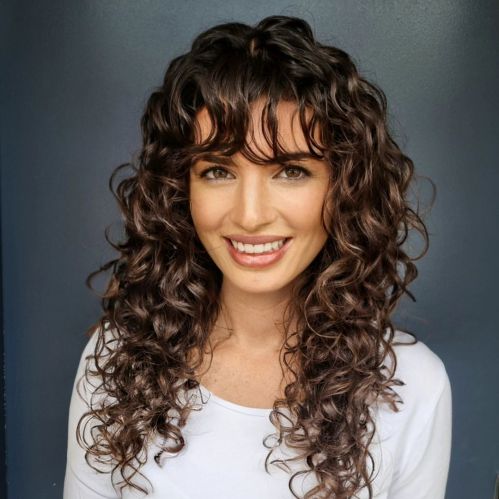 Soft Romantic Curls with Wispy Bangs