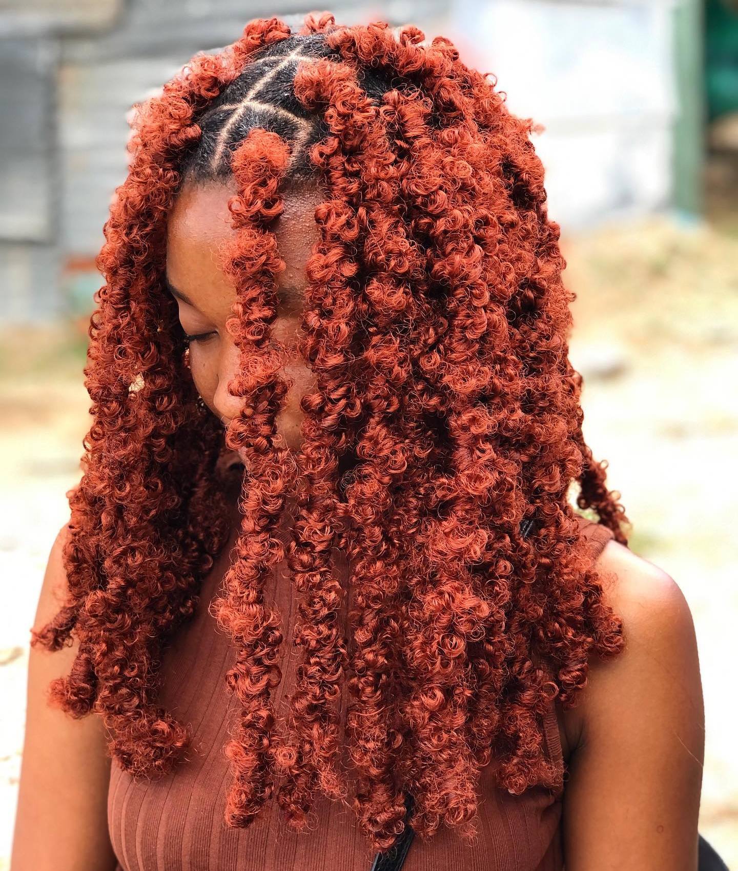 Loopy Red Butterfly Locs with Black Roots