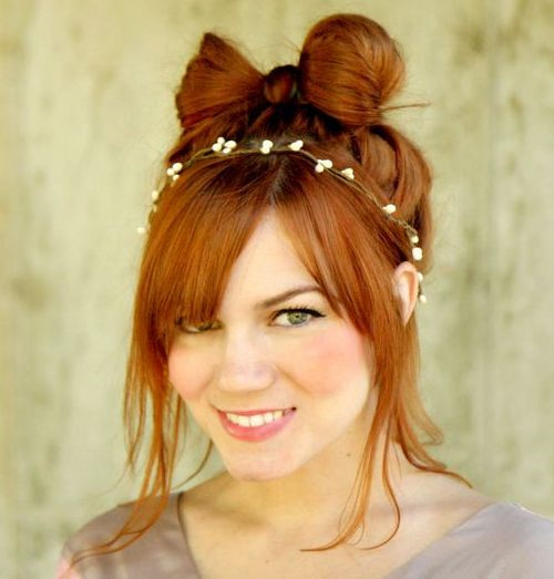 casual bow bun updo for long hair