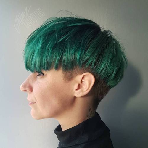 Green And Blonde Undercut Pixie Bob